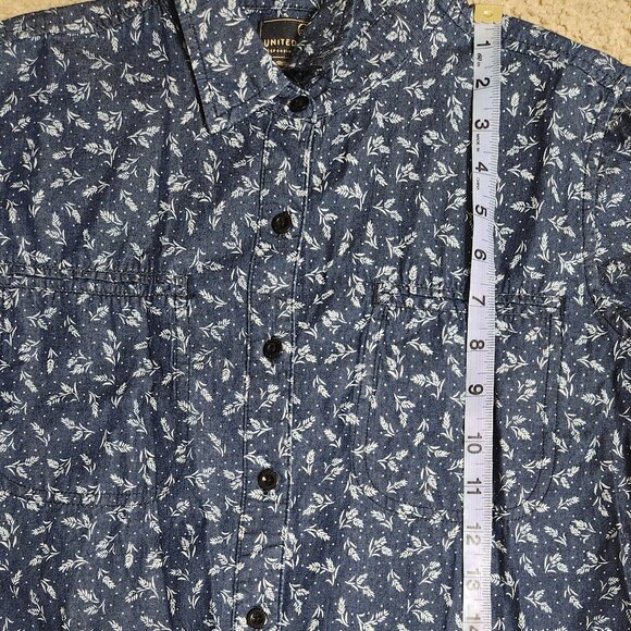 United by Blue Collared Button Up Shirt - Blue with grass/wheat pattern - Picture 6 of 10